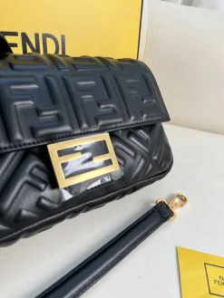 Alternative view of FENDI Shoulder Bags Lamb Leather (Black-Gold) 27X15X6CM E60202608080216