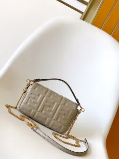 Alternative view of FENDI Shoulder Bags Lamb Leather (Gray-Gold) 19X3X11CM D60202608080003