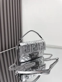 Alternative view of FENDI Shoulder Bags Lamb Leather (Silver) 19X3X11CM D60202608080002