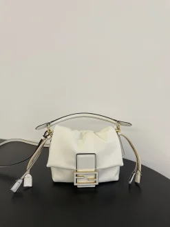 FENDI Shoulder Bags Lamb Leather (White-Gold) 16X10X13CM F30202608080181