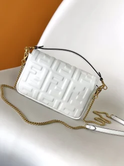 Alternative view of FENDI Shoulder Bags Lamb Leather (White-Gold) 19X3X11CM D60202608080005
