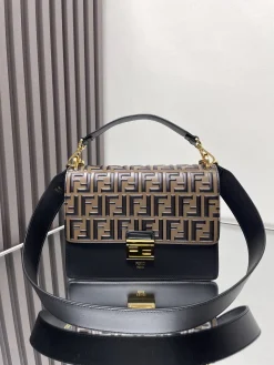 FENDI Shoulder Bags Monogram Canvas (Black-Brown) 25X17X10 F10202608080211