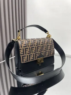 Alternative view of FENDI Shoulder Bags Monogram Canvas (Black-Brown) 25X17X10 F10202608080211