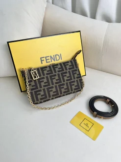 Alternative view of FENDI Shoulder Bags Monogram Canvas (Brown-Black) 20X3X13 D10202608080105