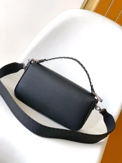 Alternative view of FENDI Shoulder Bags Pebbled Leather (Black-Silver) 27X6X15CM F60202608080156