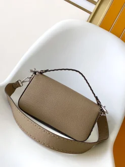 Alternative view of FENDI Shoulder Bags Pebbled Leather (Brown-Silver) 27X6X15CM F60202608080159