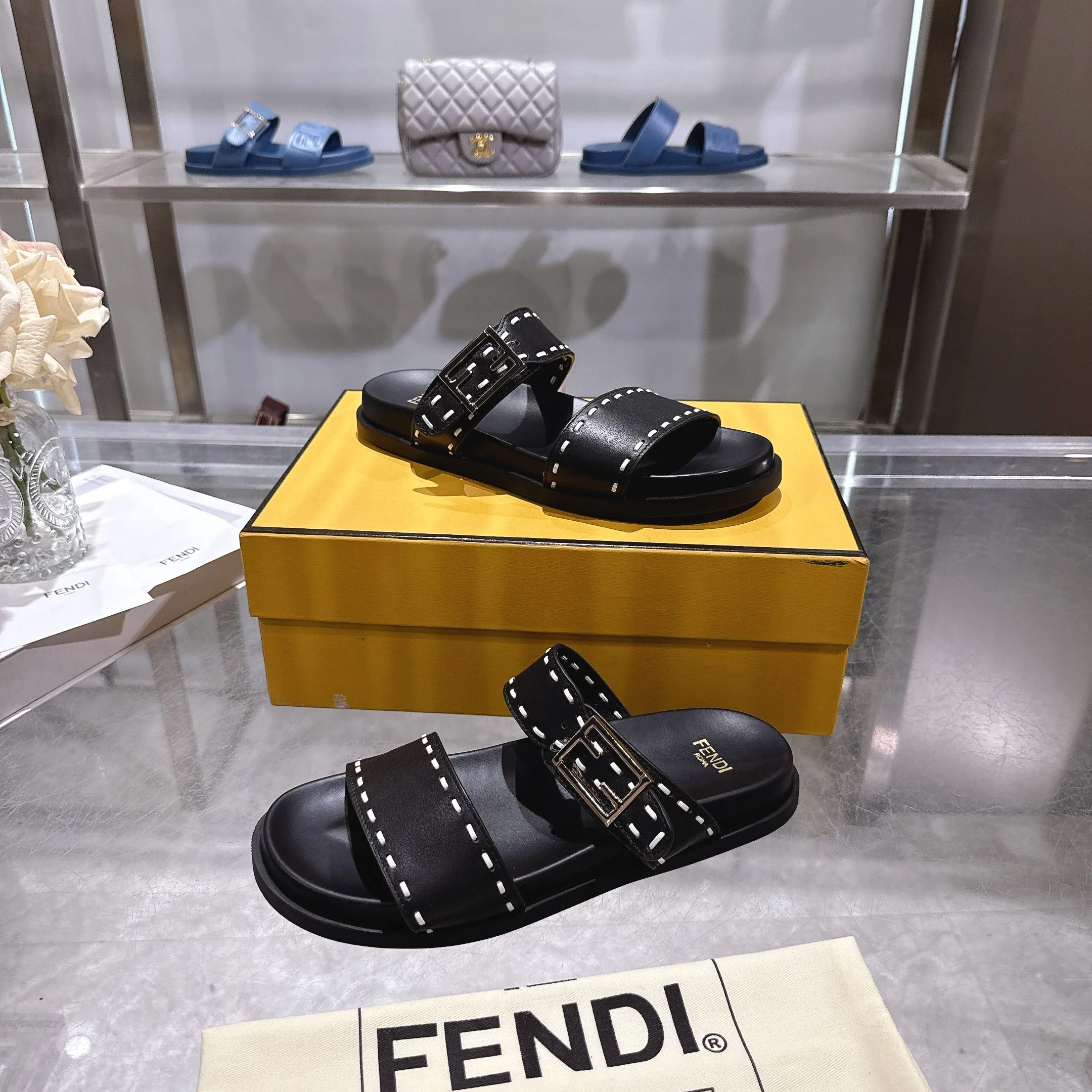 FENDI Slides Calfskin TPU EU35-45 B30202608030038 - Image 6