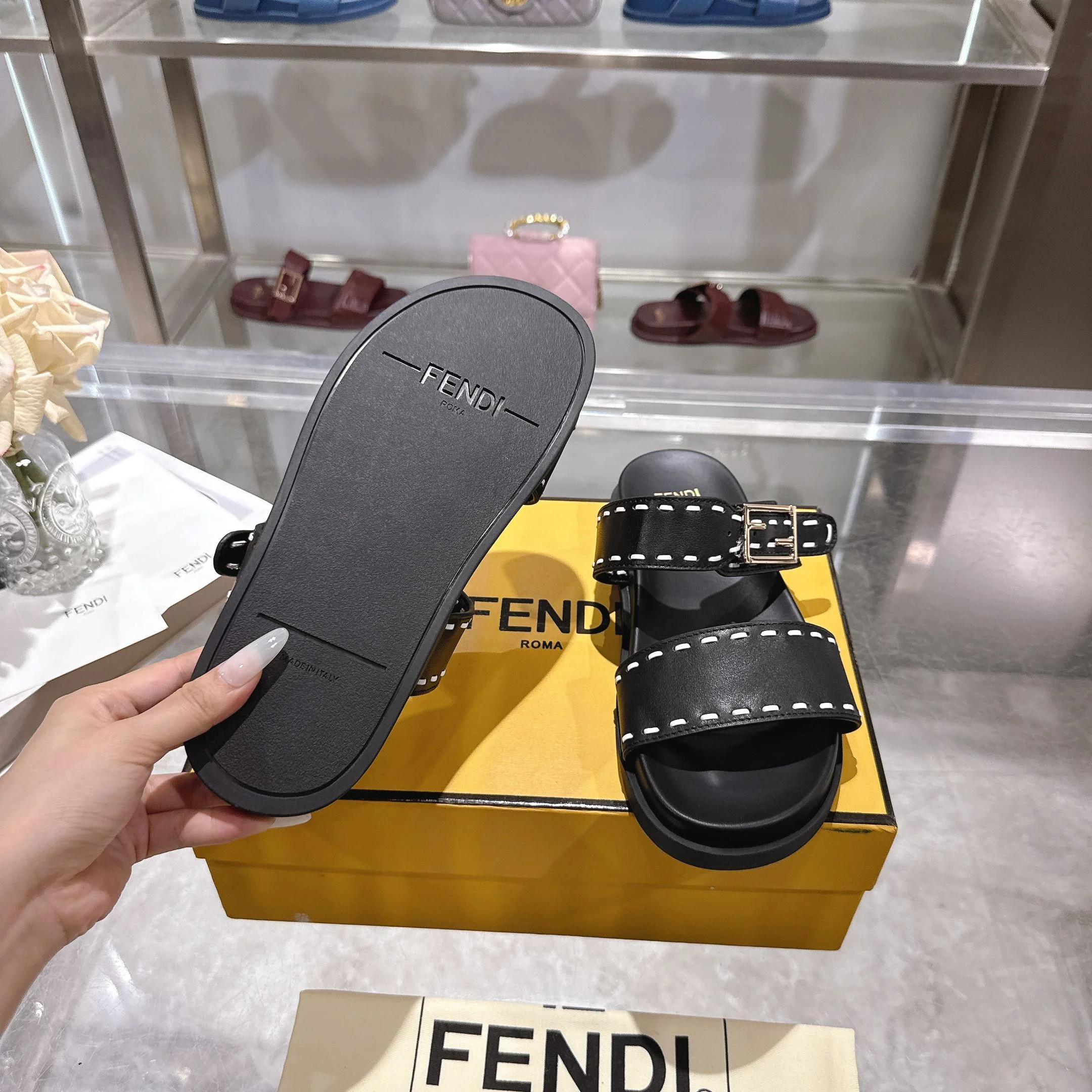 FENDI Slides Calfskin TPU EU35-45 B30202608030038 - Image 8