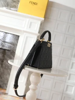 Alternative view of FENDI Top Handle Bags Calf Leather (Black-Gold) 20X11X15CM H30202608080116