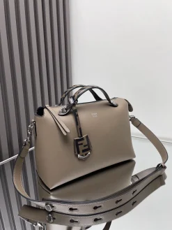 Alternative view of FENDI Top Handle Bags Calfskin Leather (Beige-Black) 28X15X13CM F10202608080007
