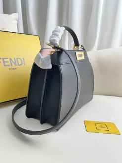 Alternative view of FENDI Top Handle Bags Calfskin Leather (Black-Gold) 27X21X11CM G30202608080203