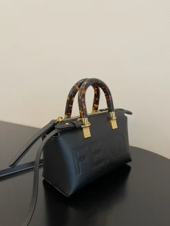 Alternative view of FENDI Top Handle Bags Calfskin Leather (Black-Tortoiseshell) 17X18X8CM D30202608080059