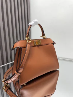 Alternative view of FENDI Top Handle Bags Calfskin Leather (Brown-Gold) 27X21X11CM G30202608080201