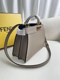 Alternative view of FENDI Top Handle Bags Calfskin Leather (Taupe-Gold) 27X21X11CM G30202608080205
