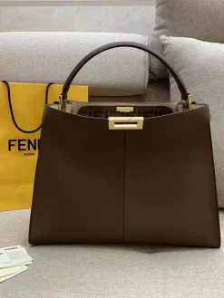 Alternative view of FENDI Top Handle Bags Leather (Brown-Gold) 43X33X15CM H10202608080018