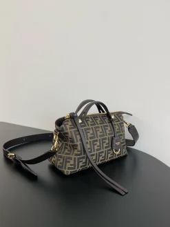 Alternative view of FENDI Top Handle Bags Leather Canvas (Brown-Black) 29X13X17CM D30202608080027