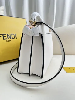 Alternative view of FENDI Top Handle Bags Leather (White-Gold) 27X21X11CM G30202608080204