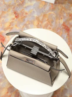 Alternative view of FENDI Top Handle Bags Togo Leather (Taupe-Silver) One Size F80202608080022