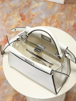 Alternative view of FENDI Top Handle Bags Togo Leather (White-Black) F80202608080024
