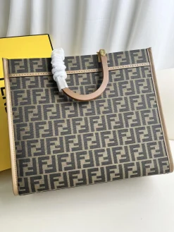 Alternative view of FENDI Totes Bags Calf Leather (Brown-Beige) 17X35X31CM E60202608080072