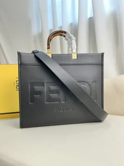 FENDI Totes Bags Calfskin Leather (Black-Tortoiseshell) 17X35X31 H77202608080073
