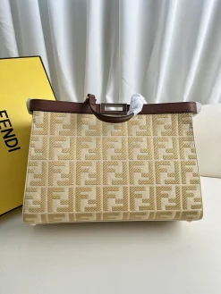 Alternative view of FENDI Totes Bags Canvas Calfskin (Beige-Brown) 40X12X29CM E60202608080012
