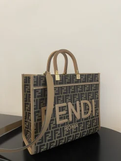 Alternative view of FENDI Totes Bags Canvas Leather (Brown-Beige) 35X17X31CM E60202608080054