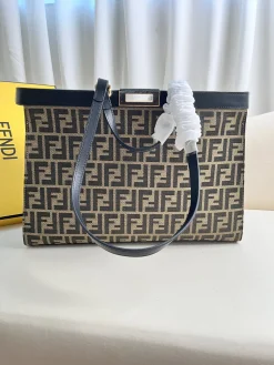 FENDI Totes Bags Canvas Leather (Brown-Black) 40X12X29CM E60202608080013