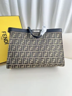 Alternative view of FENDI Totes Bags Canvas Leather (Brown-Black) 40X12X29CM E60202608080013