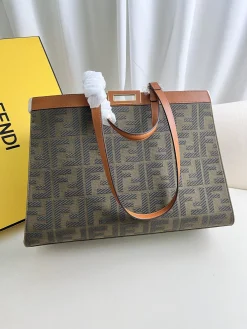 Alternative view of FENDI Totes Bags Canvas Leather (Brown-Gold) 40X12X29CM E60202608080016