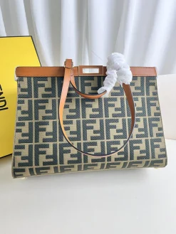 Alternative view of FENDI Totes Bags Canvas Leather (Brown-Green) 40X12X29CM E60202608080015