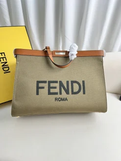 Alternative view of FENDI Totes Bags Canvas Leather (Khaki-Brown) 40X12X29CM E60202608080014