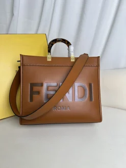 FENDI Totes Bags Leather (Brown-Tortoiseshell) 17X35X31CM H77202608080075