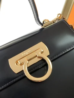 Alternative view of FERRAGAMO Shoulder Bags Box Leather (Black-Gold) 20X18X10 A050202608100132