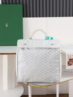 GOYARD Backpacks Bags Coated Canvas (White-Grey) 35X33X16CM F50202608090685