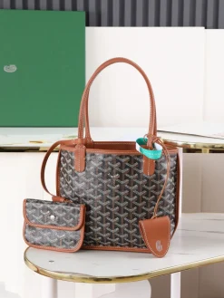 GOYARD Totes Bags Calf Leather (Brown-Black) 20X20X10CM E20202608090519