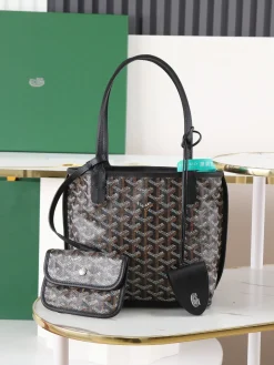 GOYARD Totes Bags Calfskin Leather (Black-Brown) 20X10X20CM E20202608090515