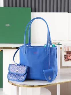 Alternative view of GOYARD Totes Bags Calfskin Leather (Blue-White) 28X20X10CM E20202608090521