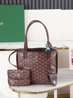 GOYARD Totes Bags Calfskin Leather (Brown-White) 20X10X20CM E20202608090523