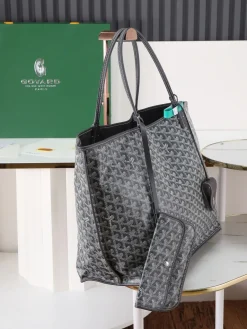 Alternative view of GOYARD Totes Bags Calfskin Leather (Gray-Black) 39X32X19CM F50202608091615