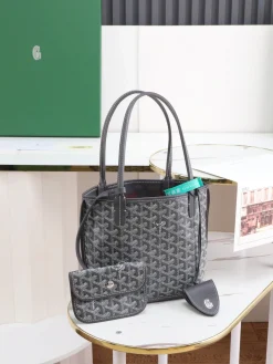 GOYARD Totes Bags Calfskin Leather (Gray-White) 20X20X10CM E20202608090525