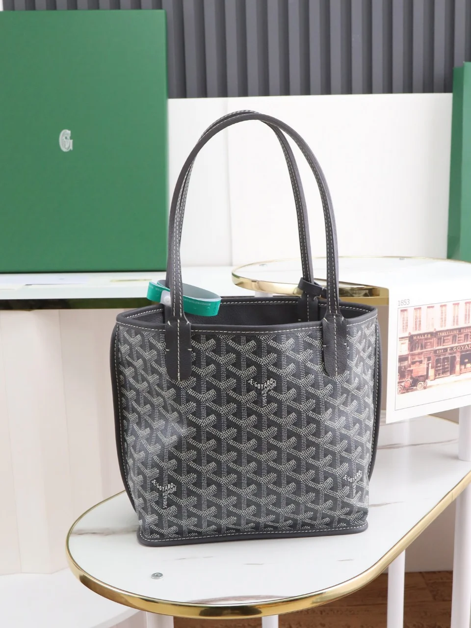 GOYARD Totes Bags Calfskin Leather (Gray-White) 20X20X10CM E20202608090525 - Image 3