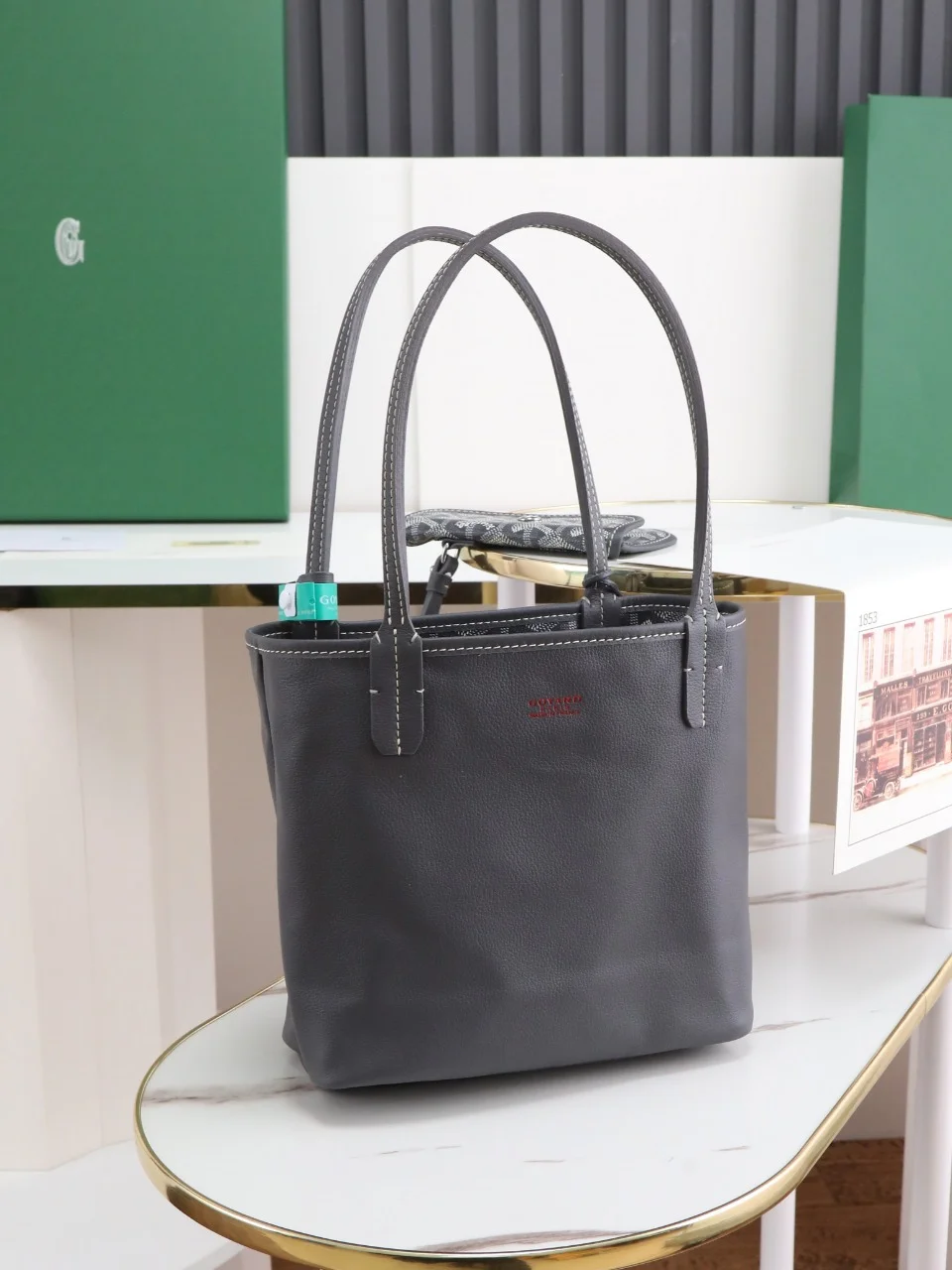 GOYARD Totes Bags Calfskin Leather (Gray-White) 20X20X10CM E20202608090525 - Image 9