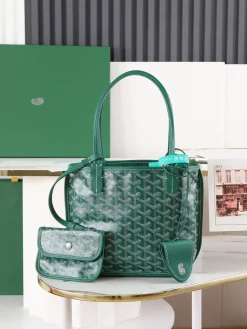 GOYARD Totes Bags Calfskin Leather (Green-White) 28X20X10CM E20202608090533