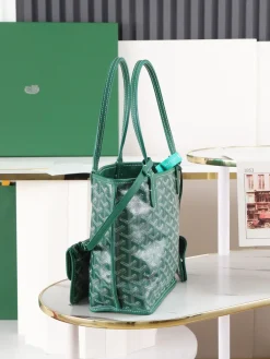 Alternative view of GOYARD Totes Bags Calfskin Leather (Green-White) 28X20X10CM E20202608090533