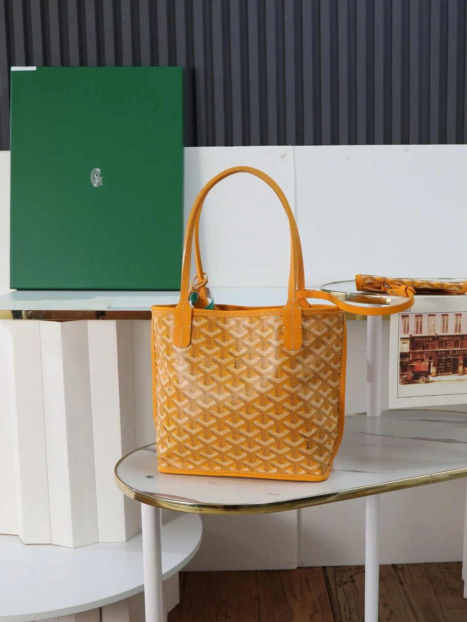 GOYARD Totes Bags Calfskin Leather (Orange-White) 20X20X10CM E20202608090531 - Image 4