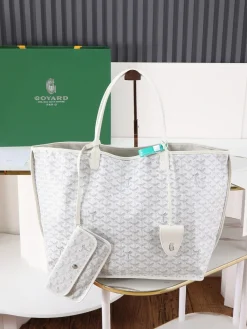 GOYARD Totes Bags Calfskin Leather (White-Grey) 39X32X19CM F50202608091625