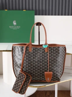 GOYARD Totes Bags Leather (Brown-Black) 30X14X25CM F00202608091604