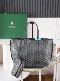 GOYARD Totes Bags Leather (Gray-Brown) 30X14X25CM F00202608091606