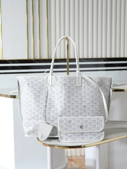 GOYARD Totes Bags Leather (White-Grey) 30X14X25CM F00202608091609